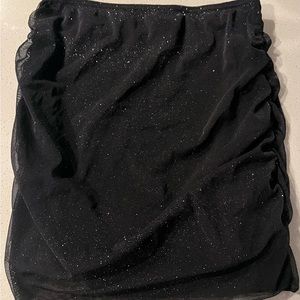Ruched sparkly mini skirt
